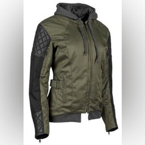 Women's Olive and Black Armoured Motorcycle Jacket